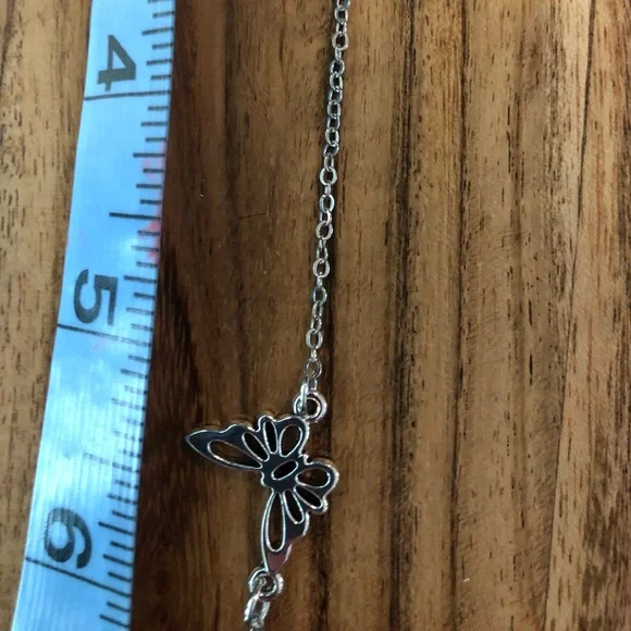 3/$25 NWT Beautiful Silver Stainless Steel Butterfly Charm and Chain Ank… - Picture 3 of 4